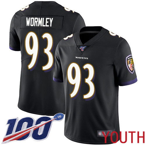 Baltimore Ravens Limited Black Youth Chris Wormley Alternate Jersey NFL Football 93 100th Season Vapor Untouchable
